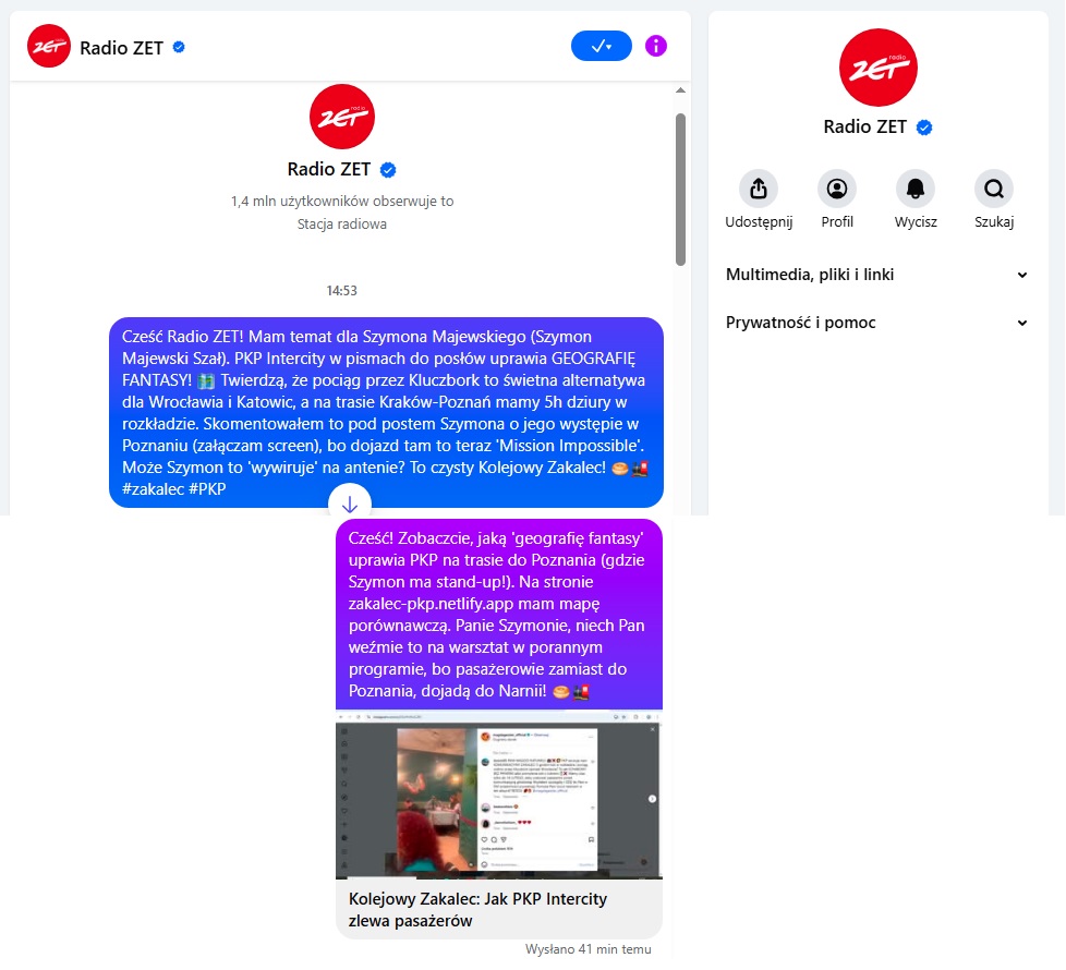 Wiadomość do Radia ZET